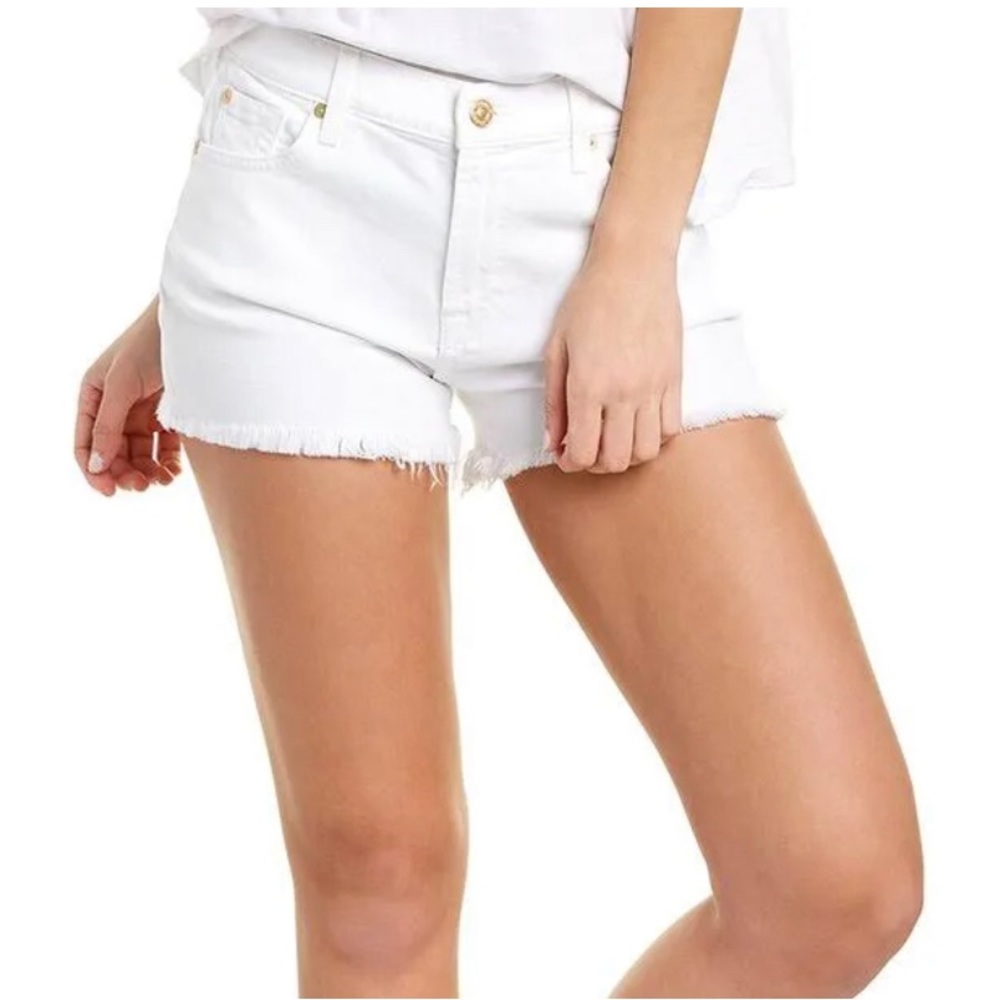 7 for all mankind, white high waist cutoff denim shorts